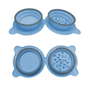 Pet Folding Silicone Bowl (Color: \Blue)